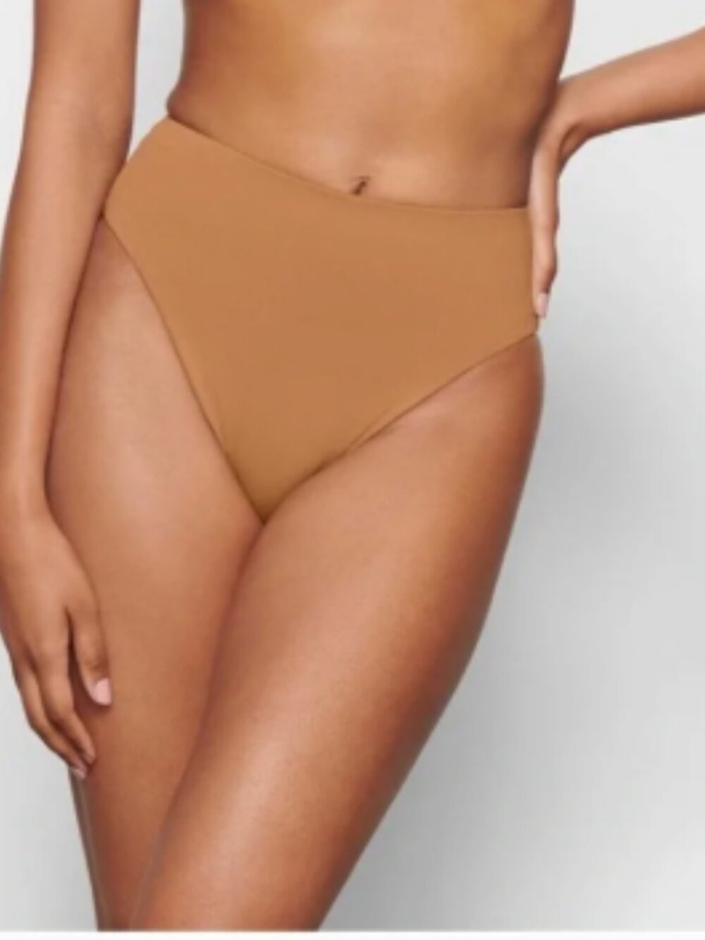 SKIMS SWIM RHINESTONE BANDEAU BIKINI + MID WAIST BOTTOMS | OCHRE - Picture 3 of 7
